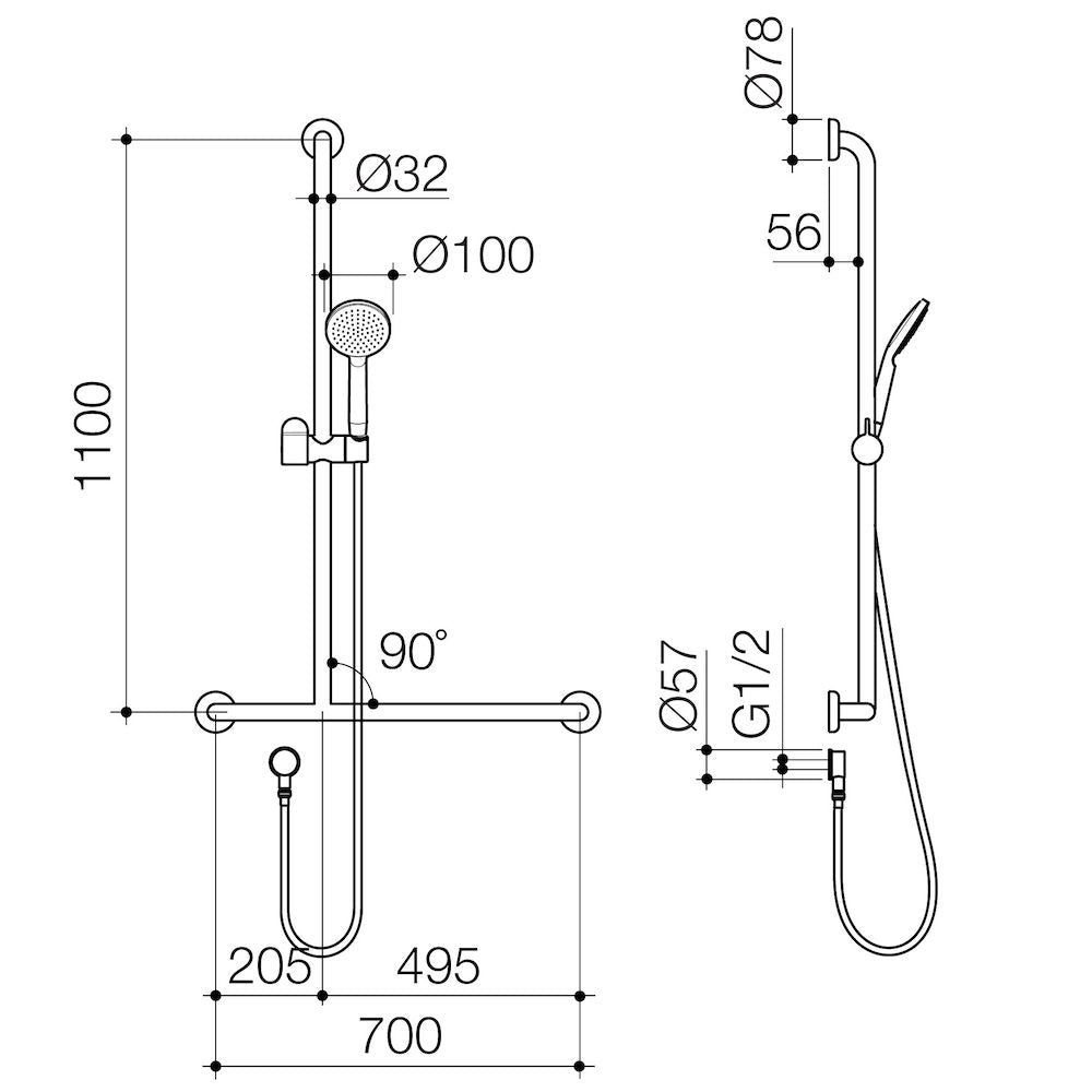 Caroma Care Support Shower Set With T Rail