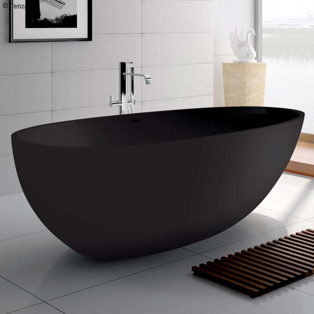 Black Cast Stone Bath