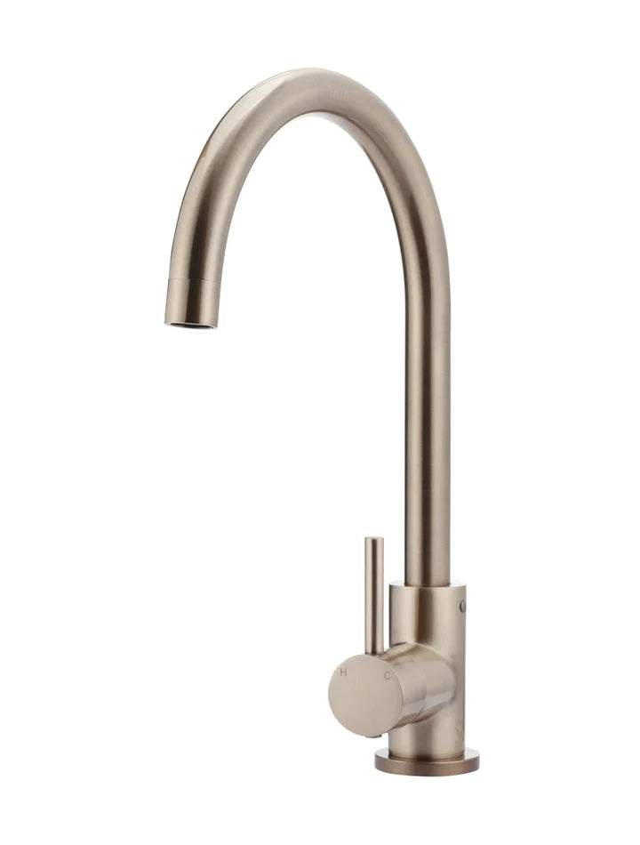 Meir Round Kitchen Sink Mixer Champagne Rose Gold