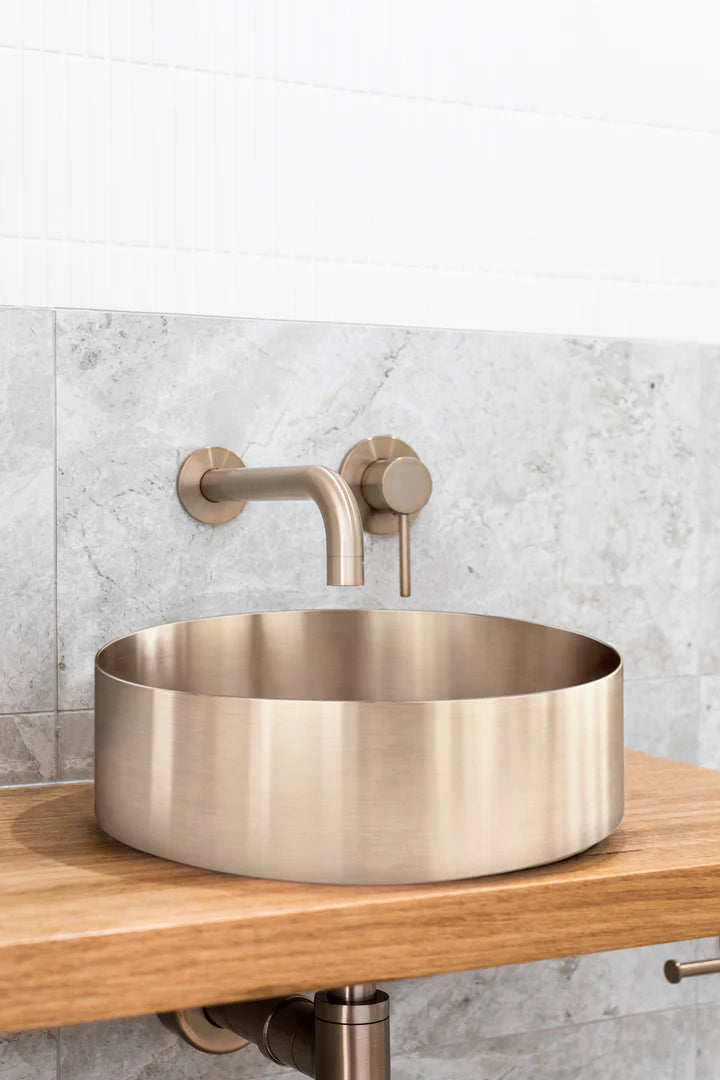 Meir Round Steel Basin Champagne Rose Gold