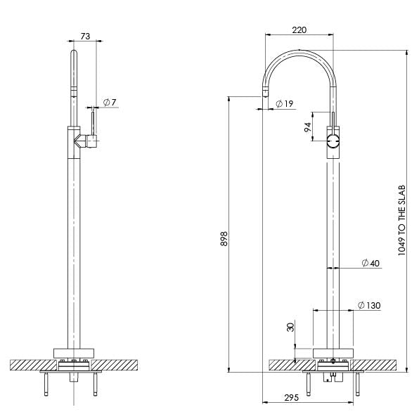 Vivid Slimline Floor Mounted Bath Mixer